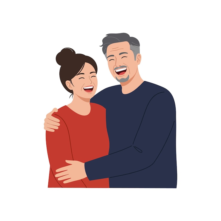 Vetor um casal feliz abraçando-se em um momento alegre mostrando um estilo de design plano em cores vibrantes ilustração vetorial
