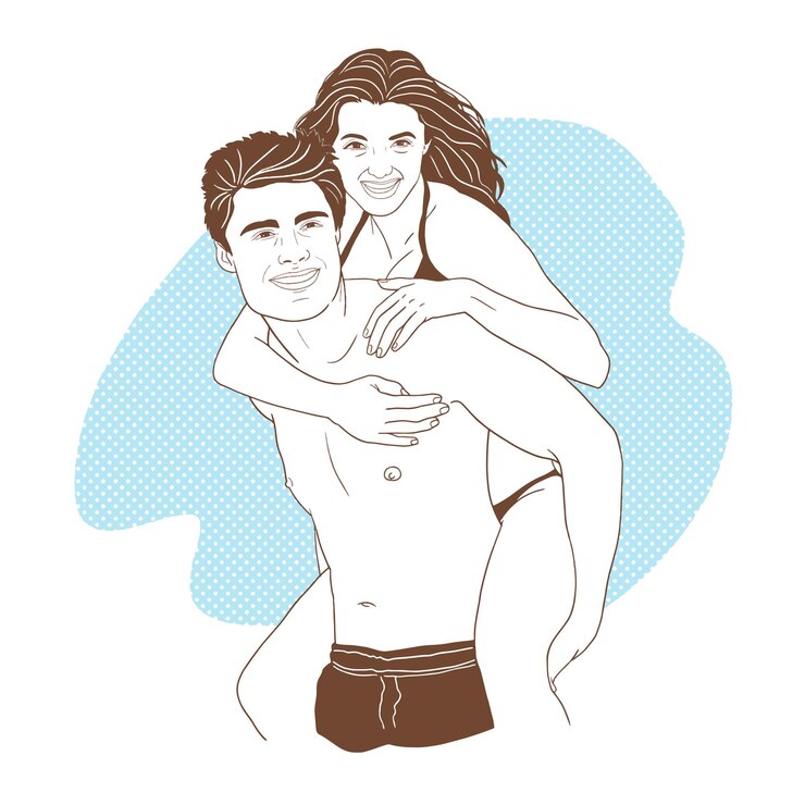 Vetor um casal romântico a carregar o homem nos ombros da mulher