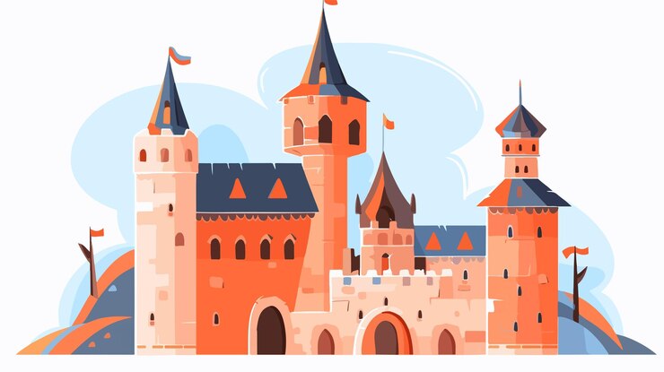 Vetor um castelo com um castelo no topo