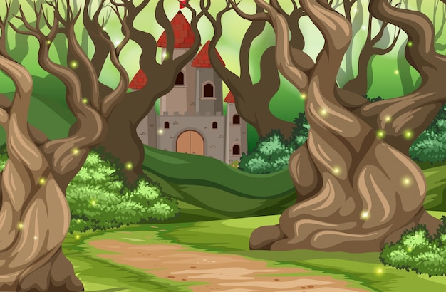 Vetor um castelo na floresta