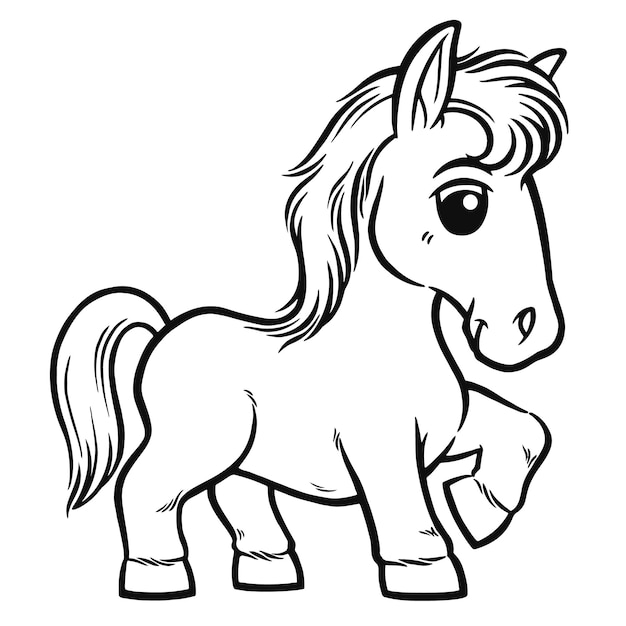 Vetor um cavalo com um desenho preto e branco de um cavalo com um desenho preto e branco de um cavalo.