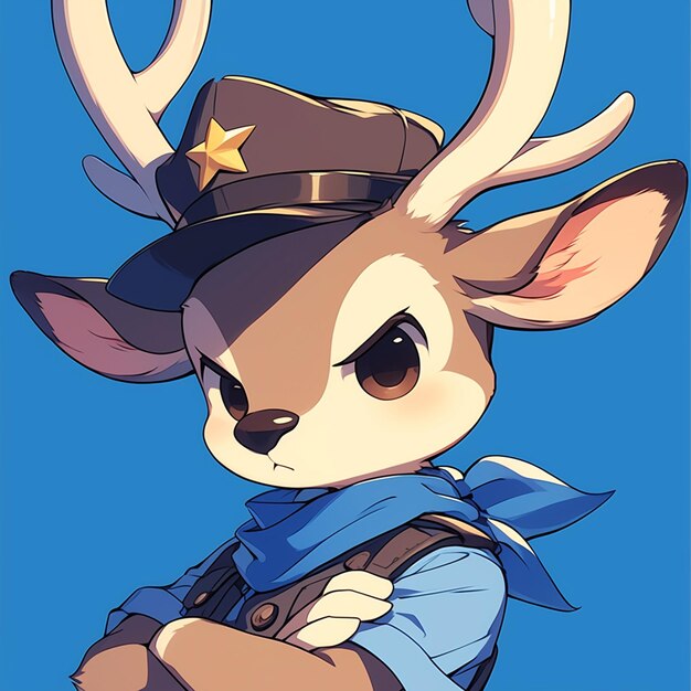 Vetor um cervo-sika policial estilo desenho animado