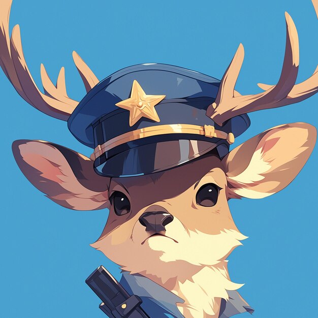 Vetor um cervo-sika policial estilo desenho animado