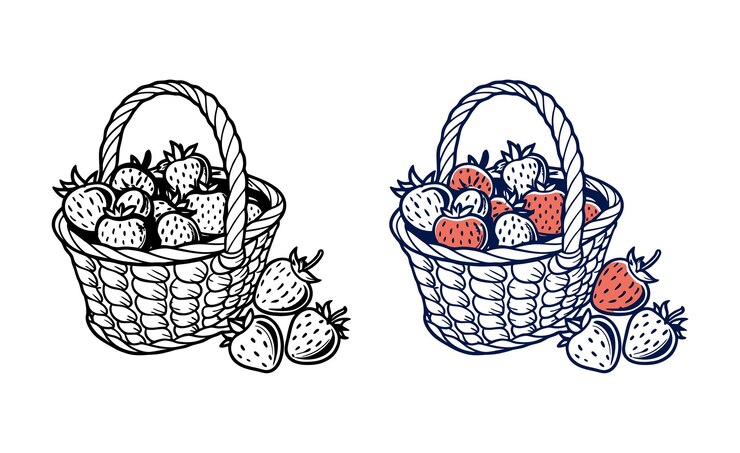 Vetor um cesto de morangos uma ilustração antiga
