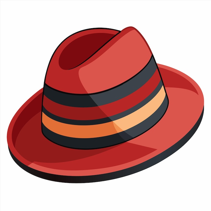Vetor um chapéu vermelho com uma faixa preta e uma faixa vermelha
