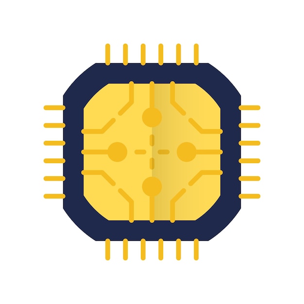 Vetor um chip de computador com um design azul e amarelo.