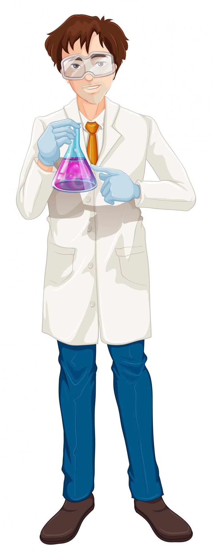 Vetor um, cientista, copo segurando, branco, fundo