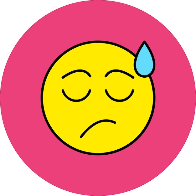 Um círculo amarelo e vermelho com um rosto triste e um rosto triste