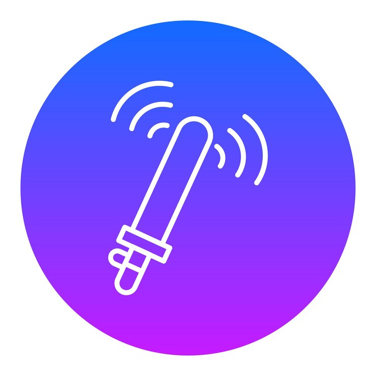 Vetor um círculo azul com uma corda que diz uma antena