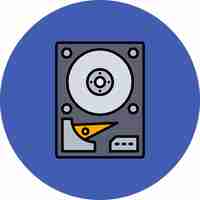 Vetor um círculo azul com uma imagem de um cd e um cd nele