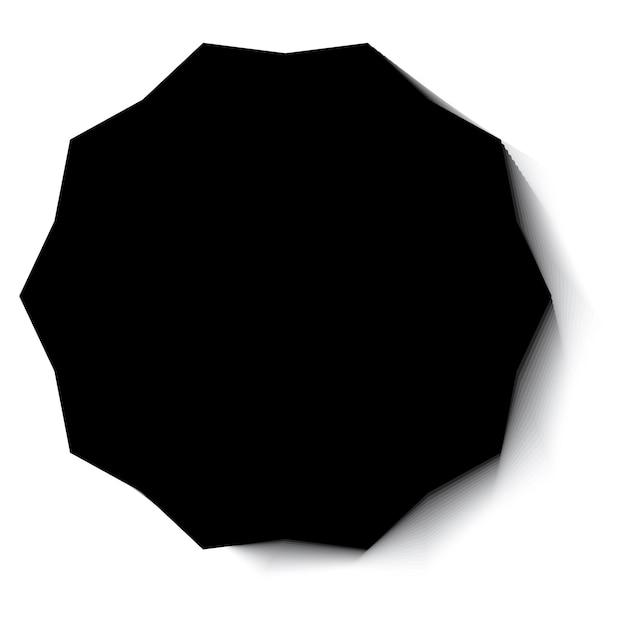 um círculo com um círculo preto e borda ondulada de fundo branco isolado