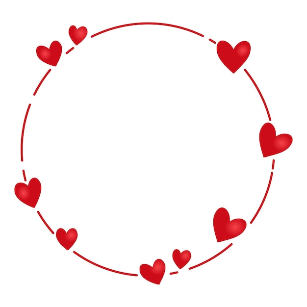 Um círculo de corações vermelhos com um círculo de corações vermelhos ao redor.