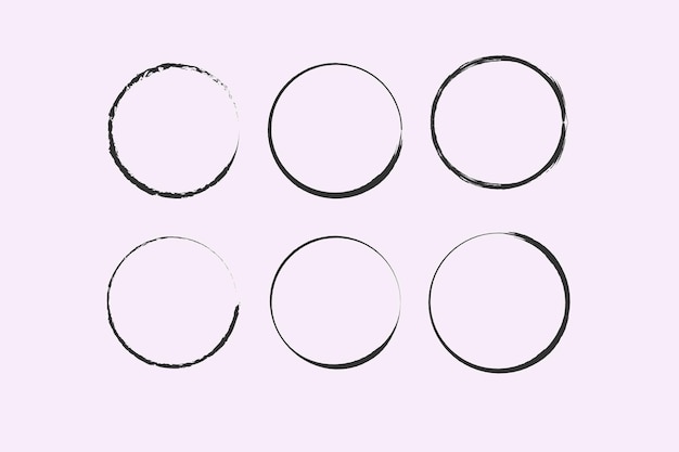 Um círculo desenhado por uma escova vector doodle quadro para uso de design círculos grunge