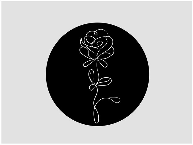 Um círculo preto com uma rosa branca e uma rosa branca