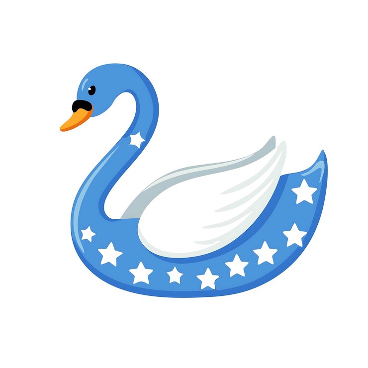 Vetor um cisne azul com estrelas e um fundo branco