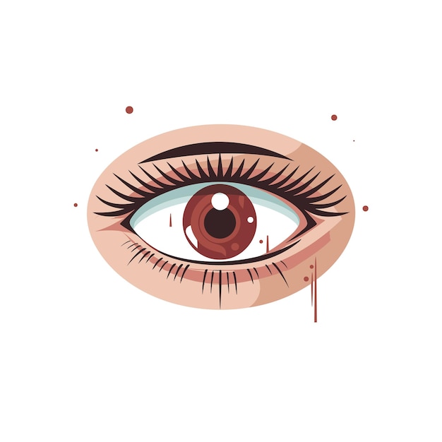 Um close de um olho de uma pessoa com sangue saindo dele