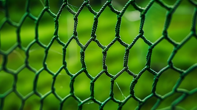 Vetor um close-up de uma rede verde com grama ao fundo