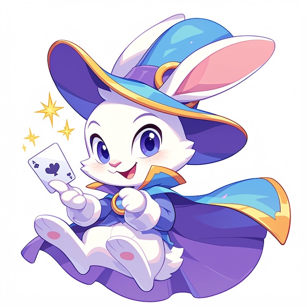 Vetor um coelho saltando estilo de desenho animado de mágico