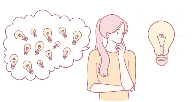 Um conceito que enfatiza a geração de ideias criativas simbolizado por uma lâmpada de inspiração