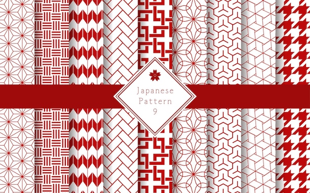 Um conjunto de 9 padrões tradicionais japoneses