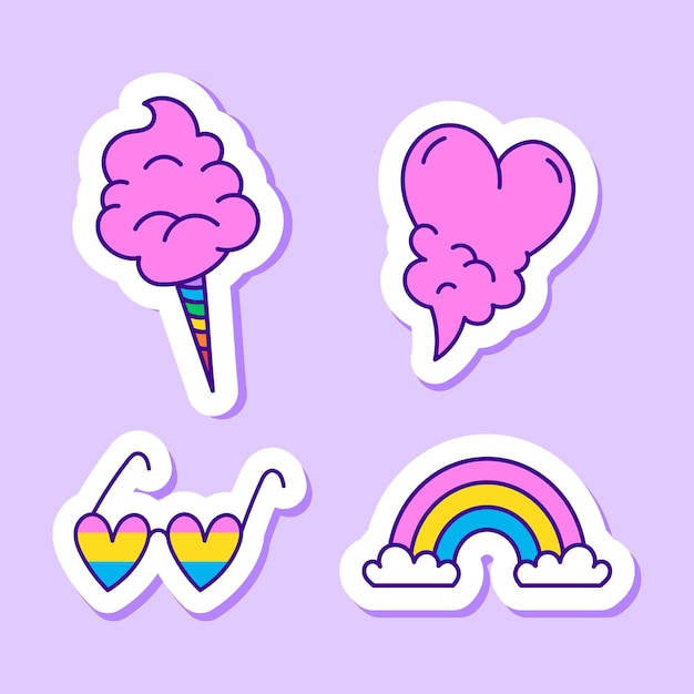 Um conjunto de adesivos de doodle da comunidade lgbt