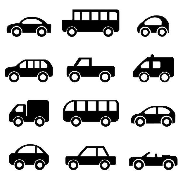 Um conjunto de carros com um ônibus no topo.