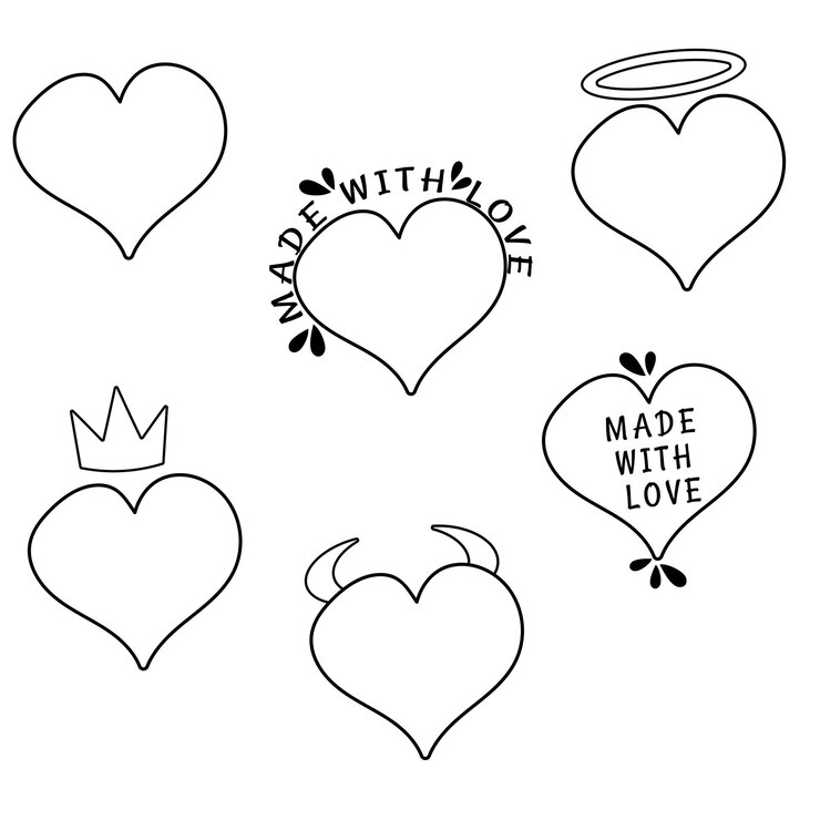 Um conjunto de corações diferentes feitos com amor Coração amor romance ou ilustração vetorial de dia dos namorados