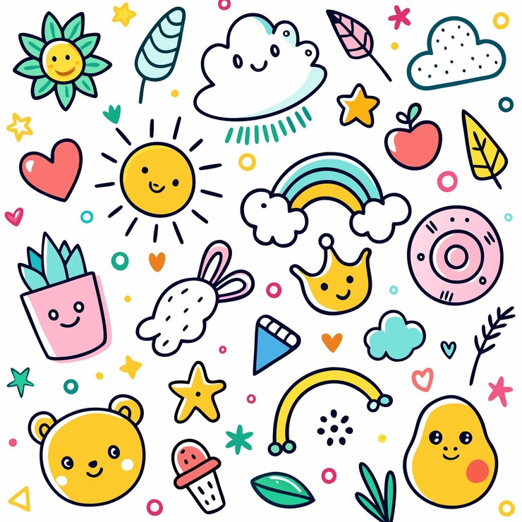 Vetor um conjunto de desenhos coloridos de personagens de desenho animado