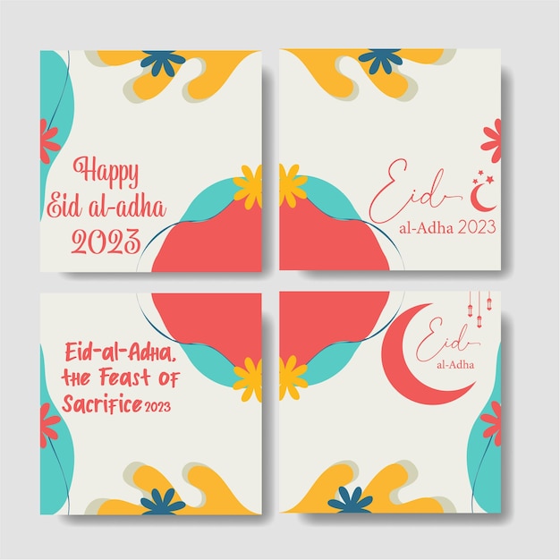 Um conjunto de designs de postagem de mídia social para happy eid al adha17