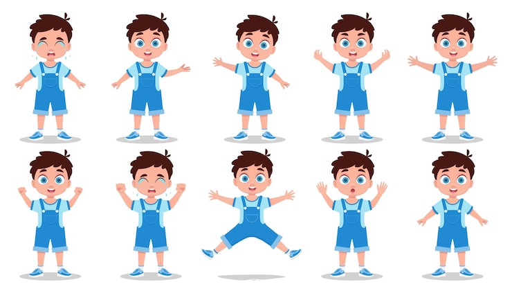 Vetor um conjunto de emoções de rapazes bonitos