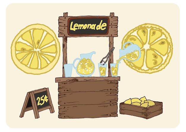 Vetor um conjunto de ferramentas para vender limonada