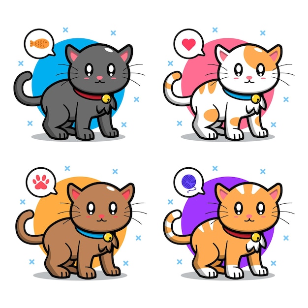 Um conjunto de gatinho fofo com emote