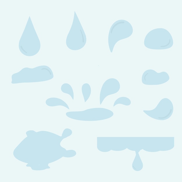 Um conjunto de gotas de água e gotas de chuva.