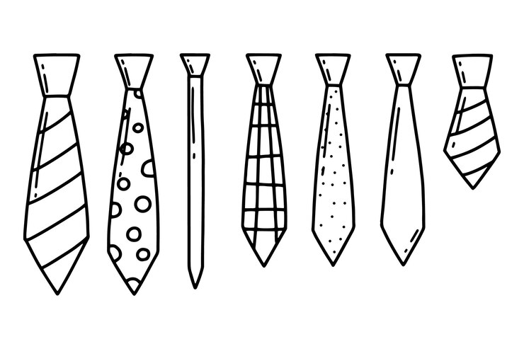 Vetor um conjunto de gravatas estilo doodle ilustração vetorial gravatas masculinas dia da gravata