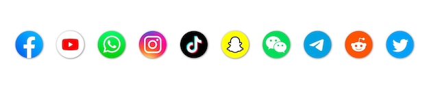 Um conjunto de ícones das redes sociais mais populares