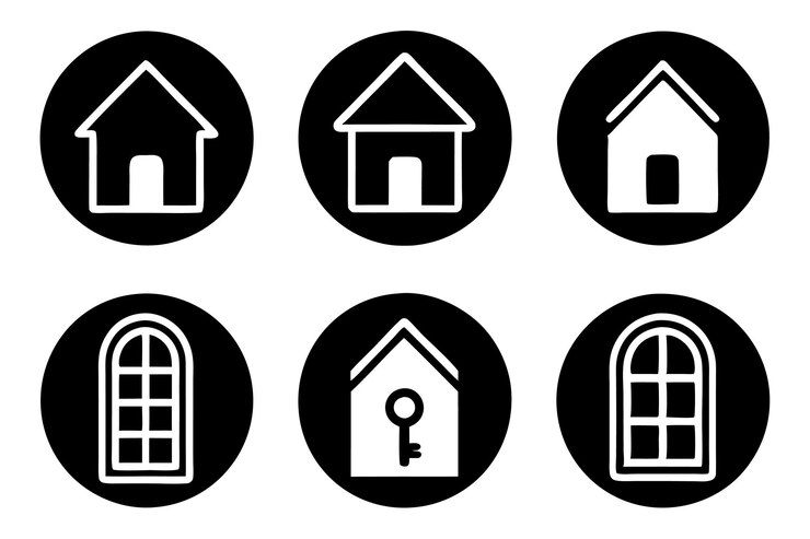 Vetor um conjunto de ícones de casa minimalista em fundo branco