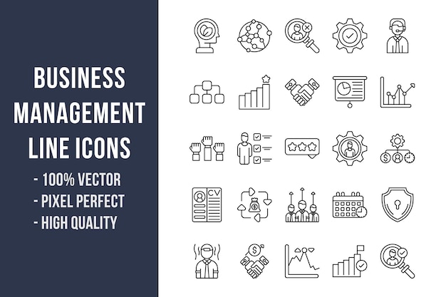 Um conjunto de ícones de gestão de negócios.