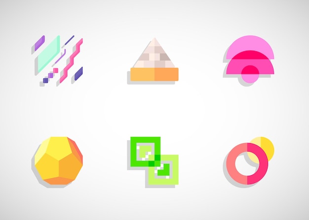 Um conjunto de ícones para um jogo chamado triângulo.