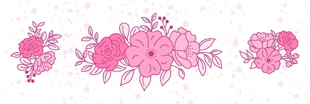 Vetor um conjunto de ilustrações com um arranjo de flores