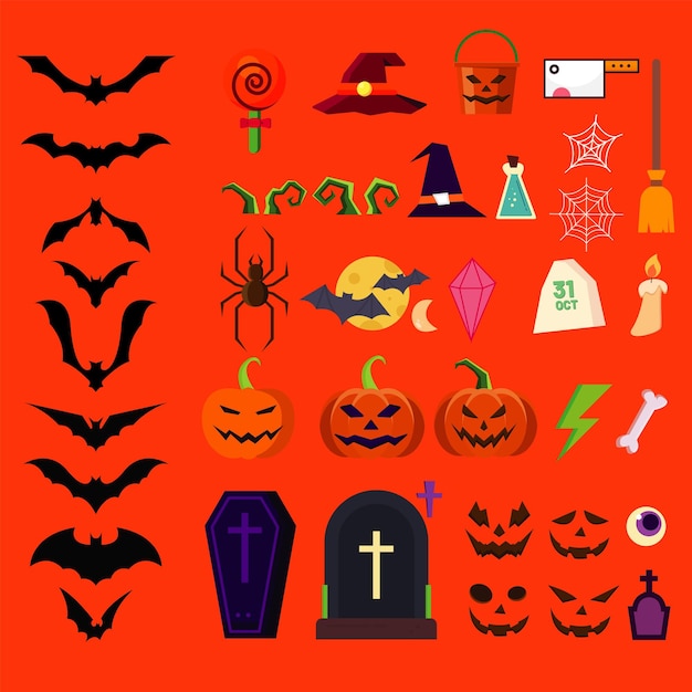 Um conjunto de ilustrações vetoriais variadas para o Halloween