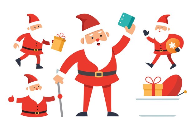 um conjunto de imagens de personagens de filmes segurando um cartão e um cartão com um Papai Noel nele