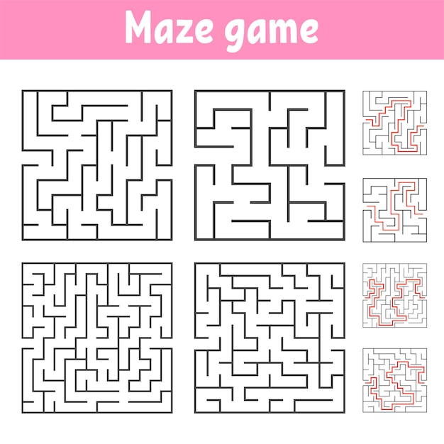 Vetor um conjunto de labirintos quadrados de vários níveis de dificuldade.