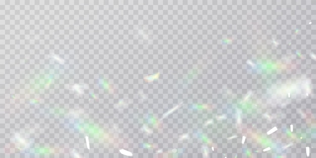 Vetor um conjunto de lentes vetoriais coloridas, luz de arco-íris de cristal e efeitos transparentes de flareoverlay para o verso
