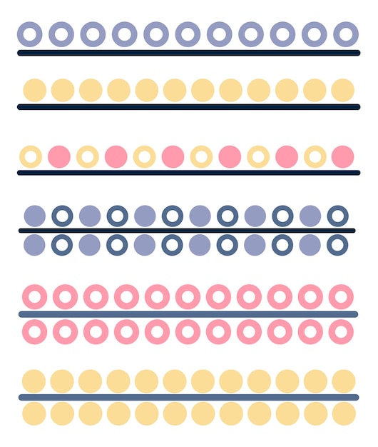 Um conjunto de linhas geométricas com círculos gráficos vetoriais coloridos