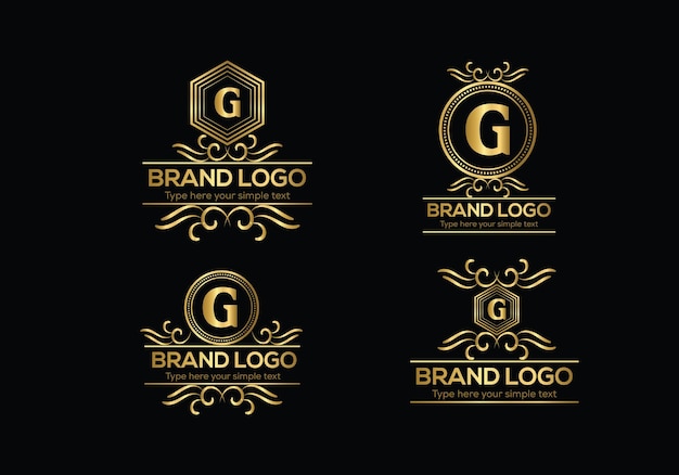 Vetor um conjunto de logotipos de ouro para uma marca.