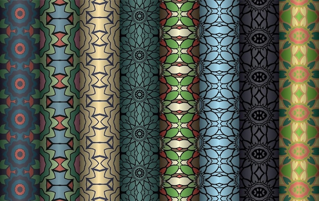 Um conjunto de padrões sem costura desenhados à mão pacote de design de padrões geométricos repetidos sem costura