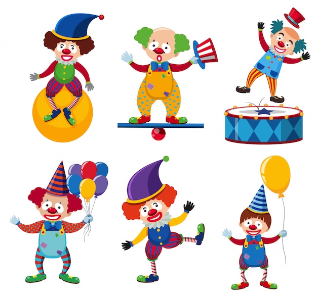 Vetor um conjunto de palhaço personagem de circo