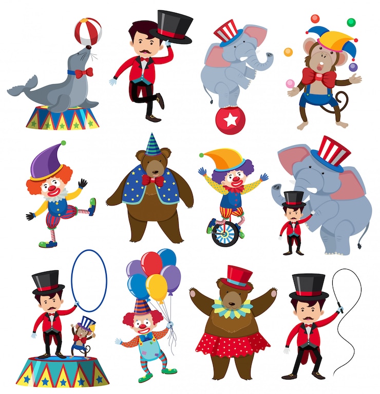 Vetor um conjunto de personagem de circo