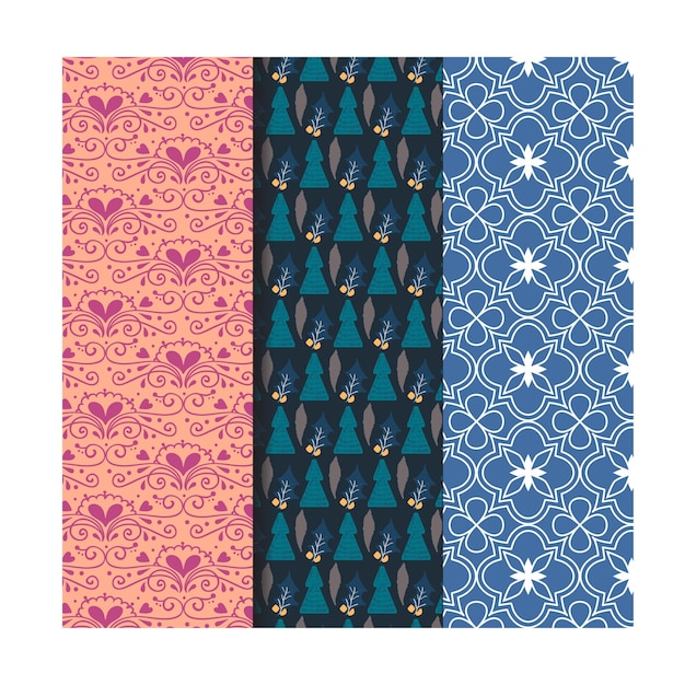 um conjunto de quadrados coloridos com um padrão de corações