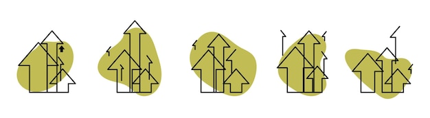 Um conjunto de setas apontando para cima O movimento ascendente é mostrado Um sinal de crescimento e desenvolvimento